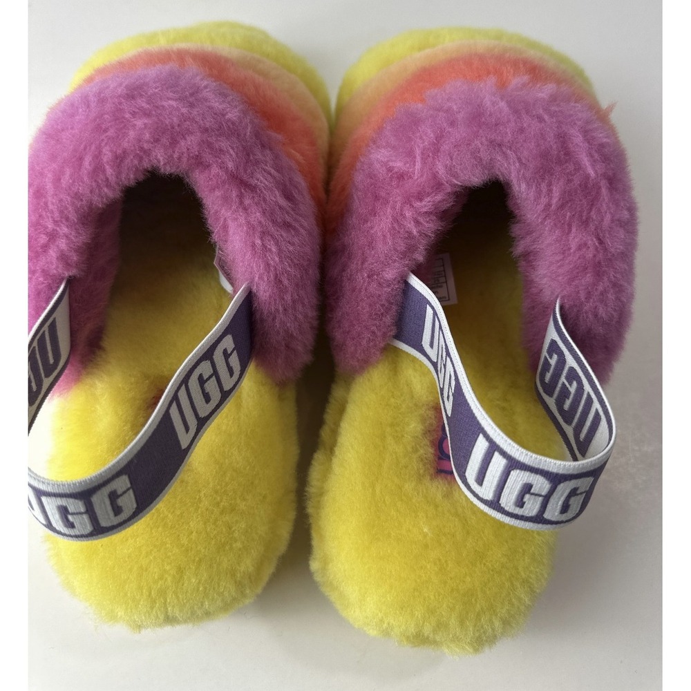 UGG Rainbow Fluff Yeah Slide Sandals Women's Size 8 Slippers New Without Tags - Picture 11 of 13